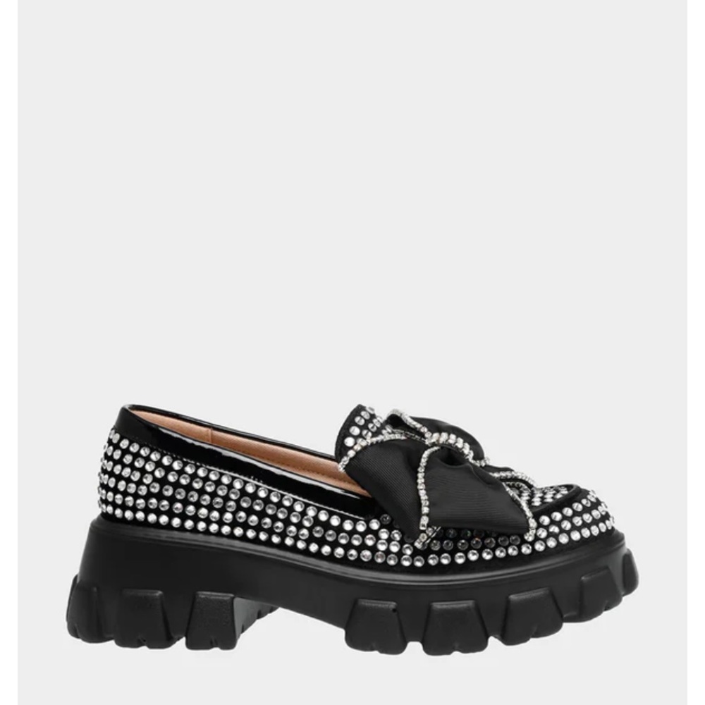 NWOB Betsy Johnson Vincent Silver Loafer - Rhinestone Platform Loafer with Bow. - Picture 2 of 10